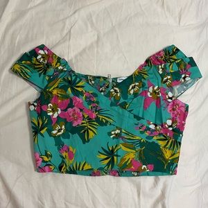 Express x Rocky Barnes Floral Crop Top